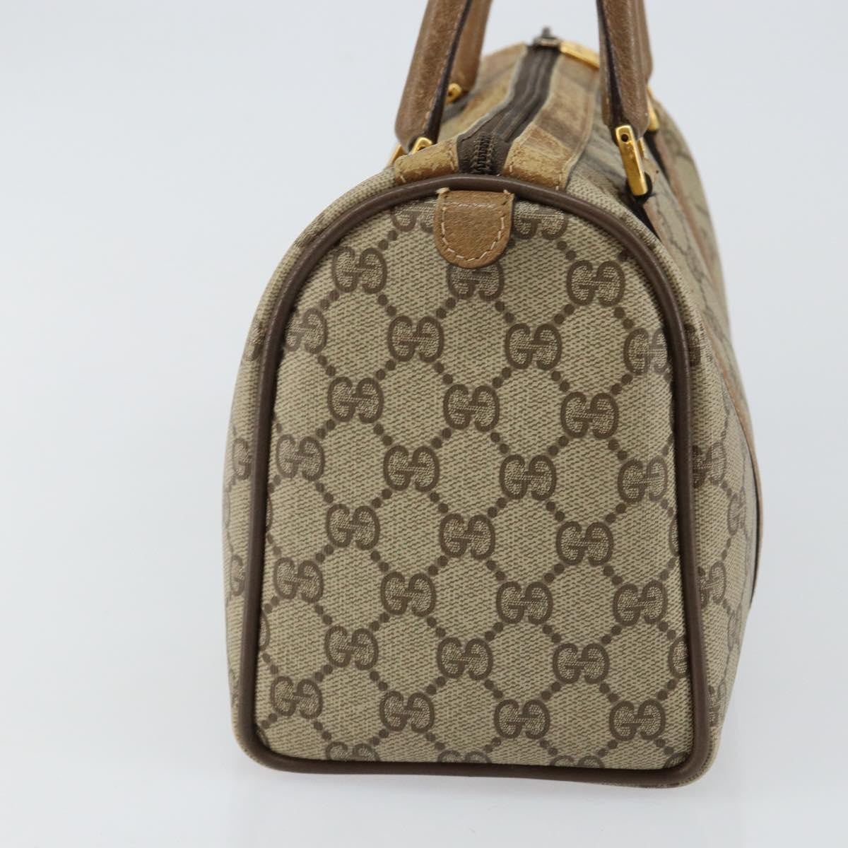 Gucci GUCCI GG Supreme Web Sherry Line Boston Bag PVC Beige Gold 40 02 006 Authentic 144227