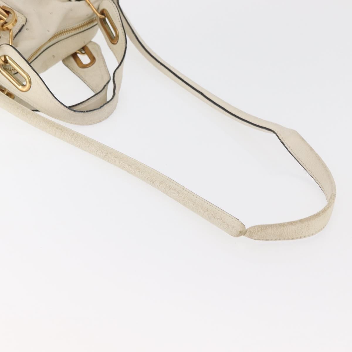 Chloé Chloé Chloe Paraty Hand Bag Leather 2way White Gold Authentic 177045