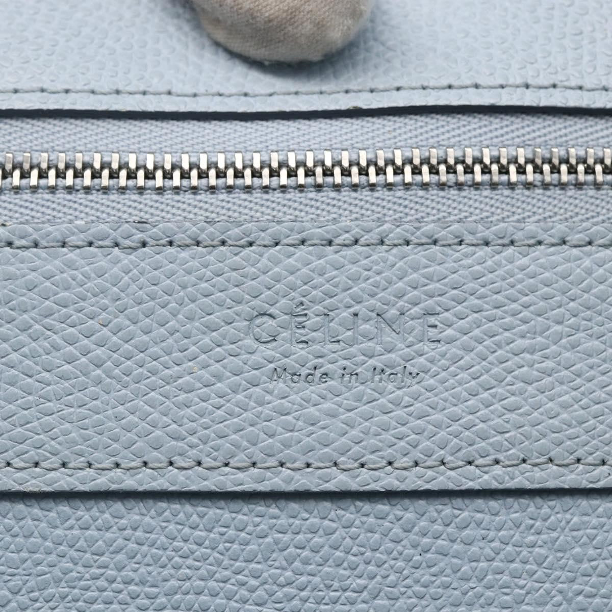 Celine CELINE Horizontalkava Tote Bag Leather Light Blue Silver Authentic BA10939