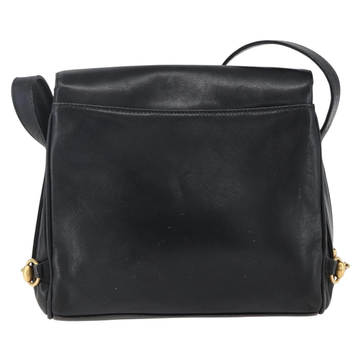 Gucci GUCCI Shoulder Bag Leather Black Silver 001 2214 Authentic ep13226