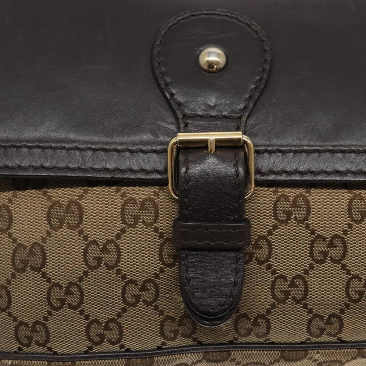 Gucci GUCCI GG Canvas Shoulder Bag Beige Silver Brown 308452 Authentic bs28633