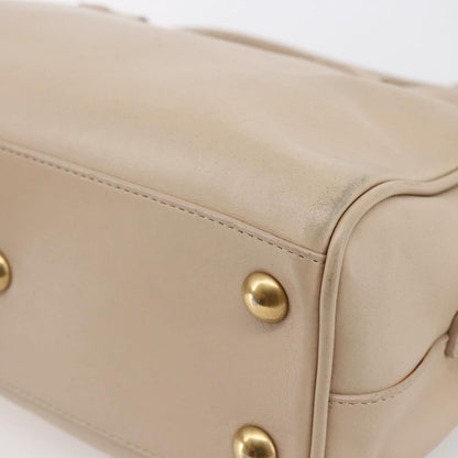 Saint Laurent SAINT LAURENT Mini Boston Bag Leather 2way Beige Gold Authentic bs30083