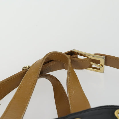 Saint Laurent SAINT LAURENT Hand Bag Leather PVC 2way Black Brown gold Authentic bs31752