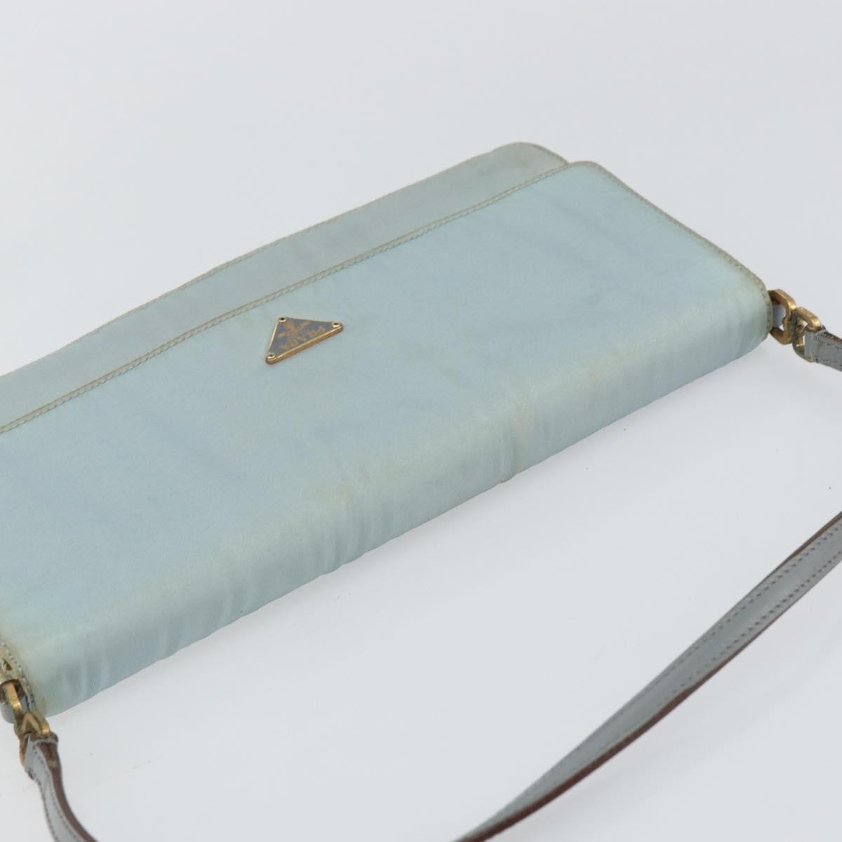 Prada PRADA Shoulder Bag Nylon Light Blue Gold Authentic 143505