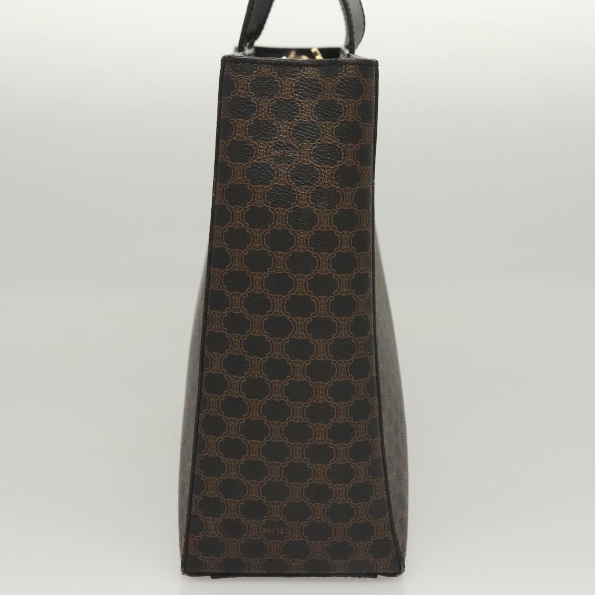 Celine CELINE Macadam Canvas Hand Bag PVC Leather 2way Black Gold Authentic 120130