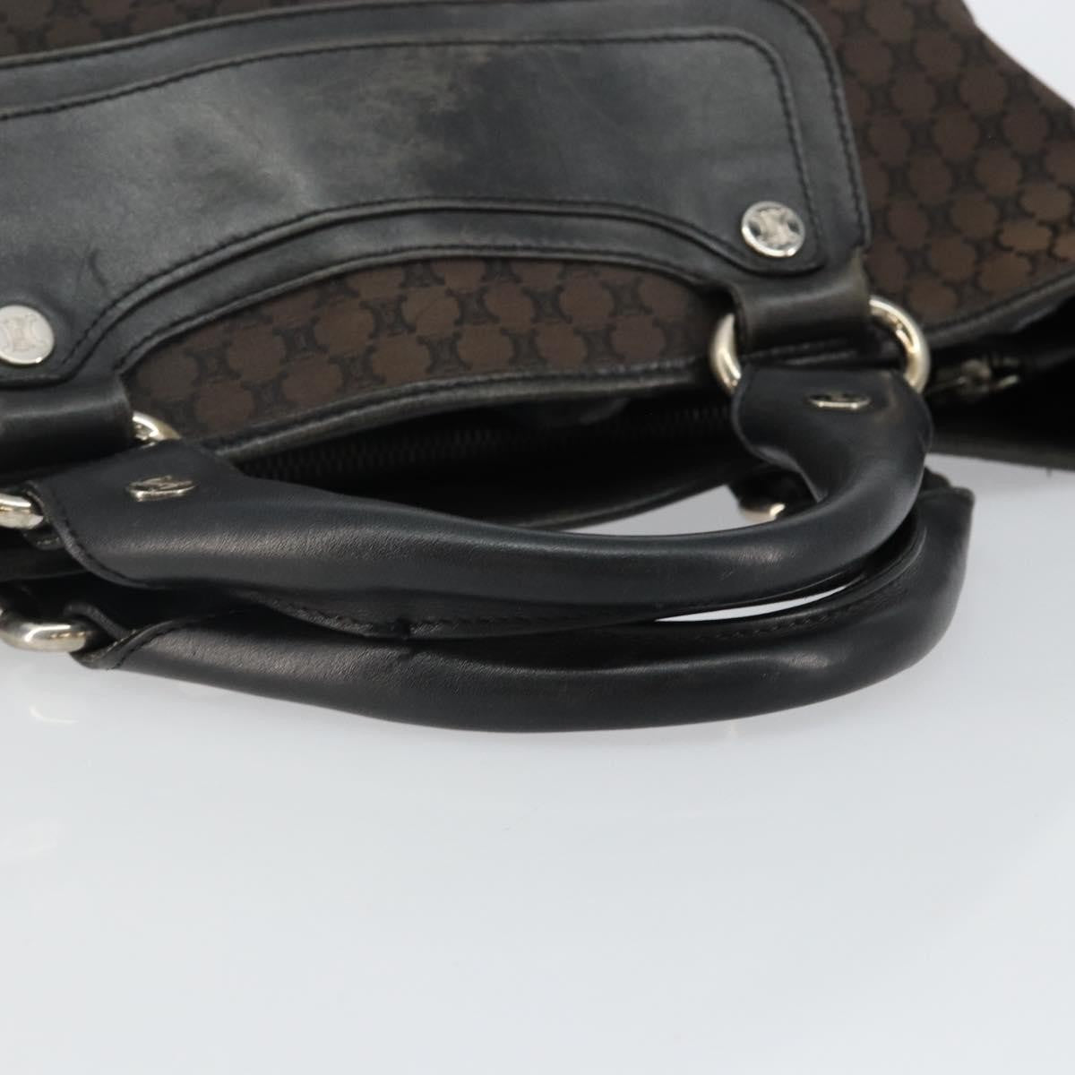 Celine CELINE Macadam Canvas Boogie Hand Bag Dark Brown Black Silver Authentic ti3458