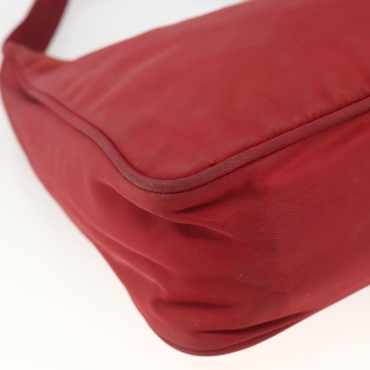 Prada PRADA Hand Bag Nylon Red Silver Authentic LNZ991