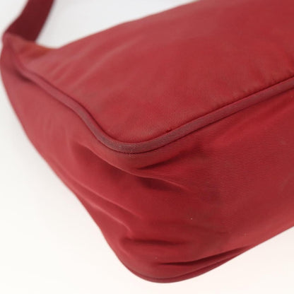 Prada PRADA Hand Bag Nylon Red Silver Authentic LNZ991
