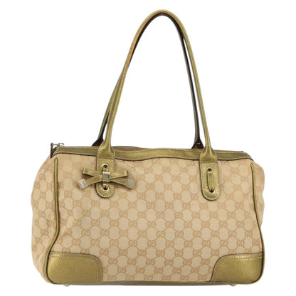 Gucci GUCCI GG Canvas Shoulder Bag Beige Gold 177052 Authentic 121395