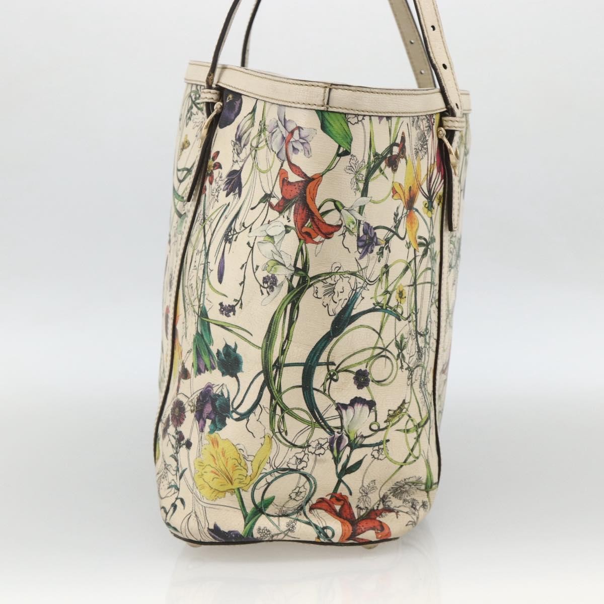 Gucci GUCCI Tote Bag PVC Ivory Gold 309613 Authentic ka3786