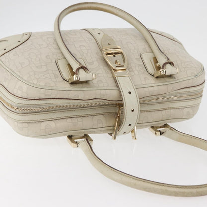 Gucci GUCCI Horsebit Hand Bag Leather White Gold 145770 Authentic bs34368