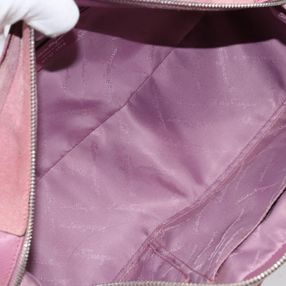 Salvatore Ferragamo Salvatore Ferragamo Gancini Hand Bag Suede Leather Pink Silver Authentic bs30801