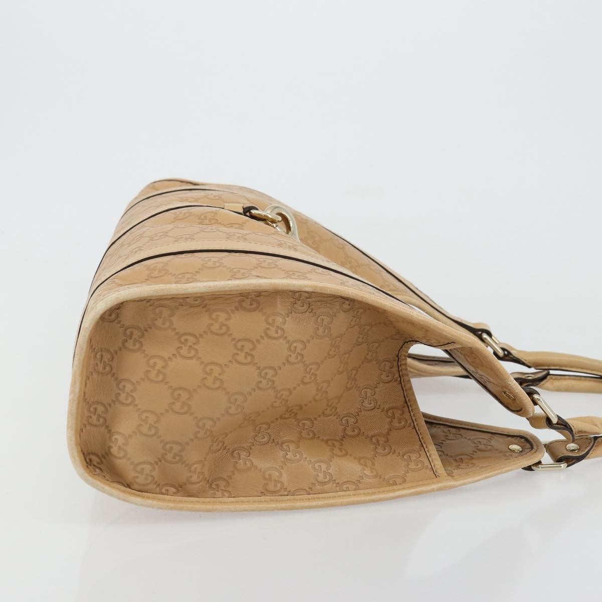 Gucci GUCCI GG Canvas Guccissima Jackie Bag Leather Gold Beige 203494 Authentic ep14099