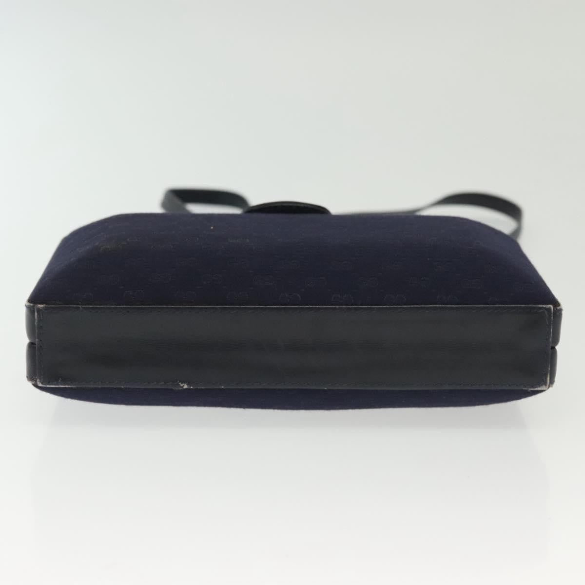 Gucci GUCCI Micro GG Canvas Shoulder Bag Vintage Navy Gold Authentic BA5490