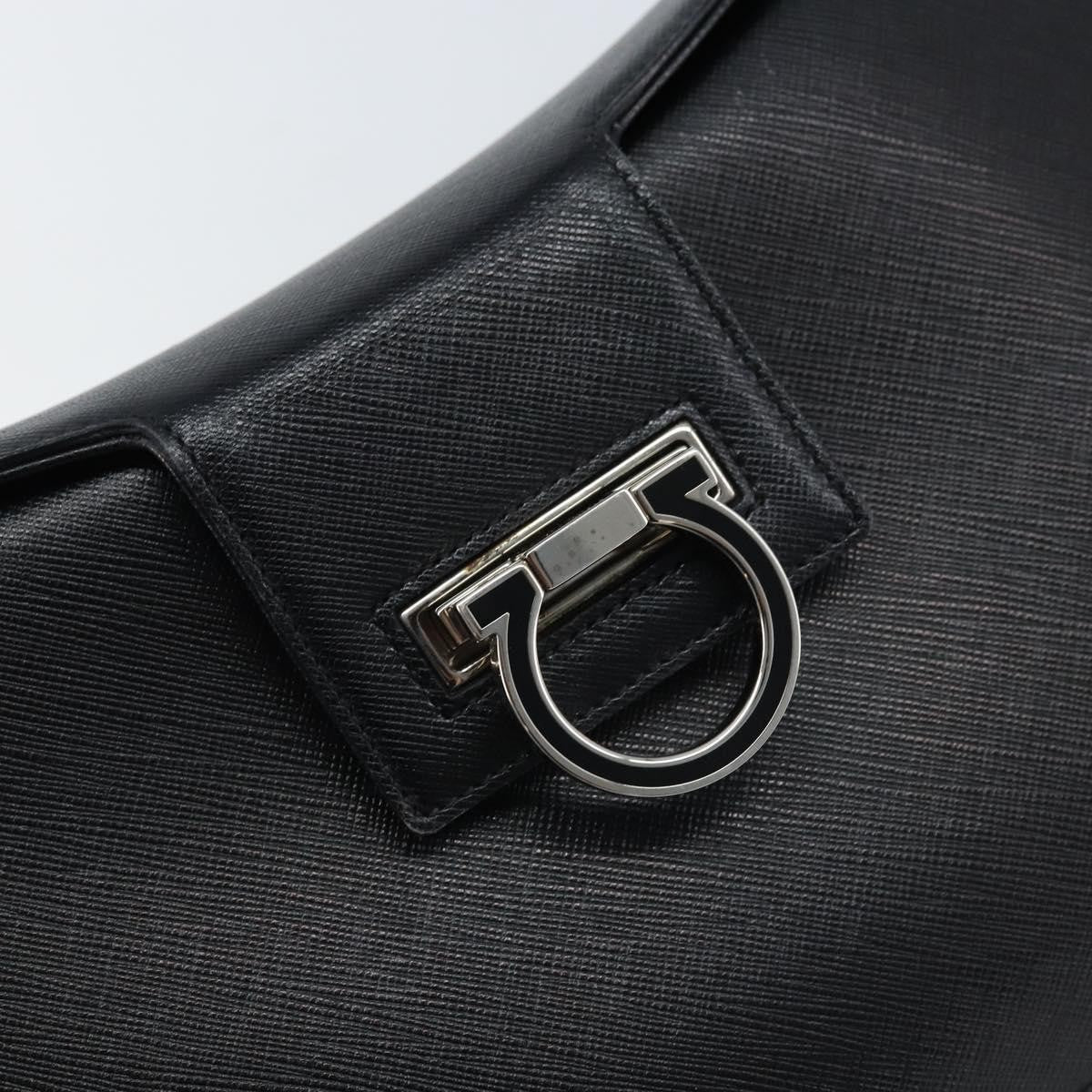 Salvatore Ferragamo Salvatore Ferragamo Gancini Shoulder Bag Leather Black Silver Authentic gh1877
