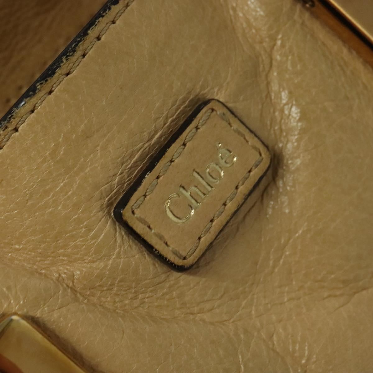 Chloé Chloé Chloe Etel Hand Bag Leather 2way Beige Gold Authentic am9018