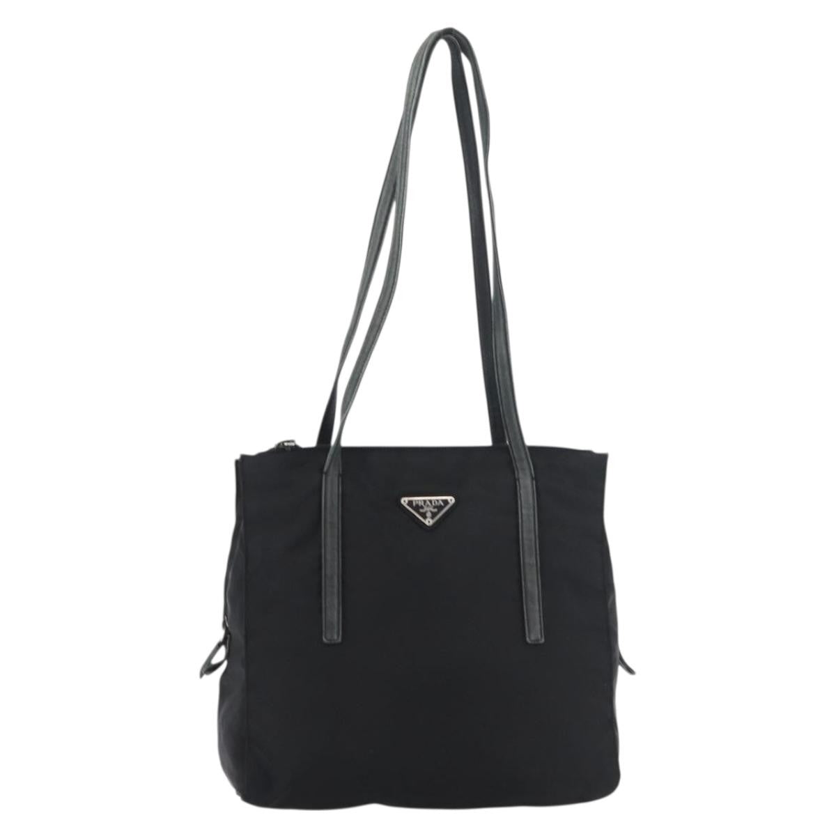 Prada PRADA Tote Bag Nylon Black Silver Authentic 175704