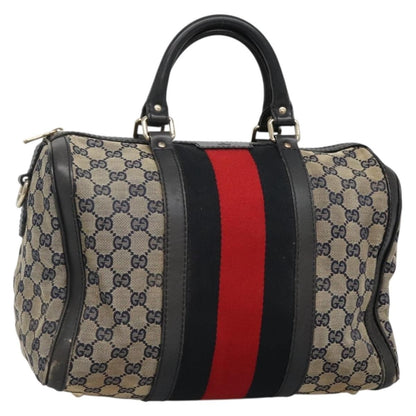 Gucci GUCCI GG Canvas Sherry Line Hand Bag PVC Navy Gold 247205 Authentic 131724