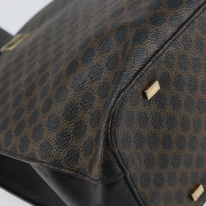 Celine CELINE Macadam Canvas Tote Bag PVC Leather Black Gold Authentic 168706