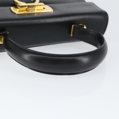 Salvatore Ferragamo Salvatore Ferragamo Gancini Hand Bag Leather Black Gold Authentic 149087