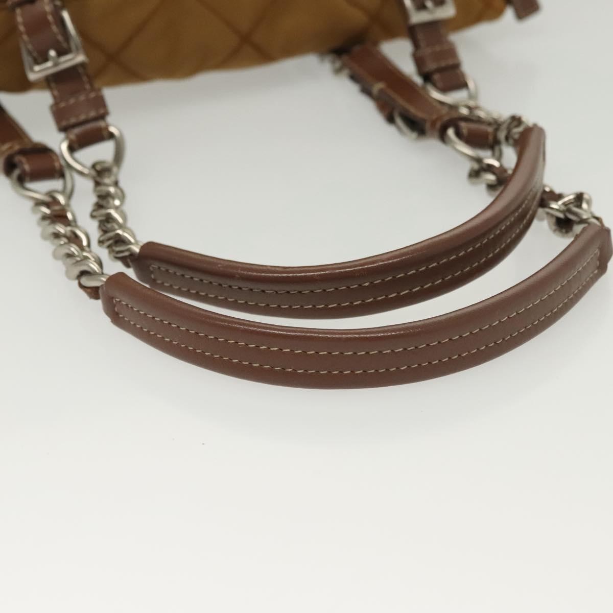 Prada PRADA Chain Shoulder Bag Nylon Beige Silver Authentic 140091