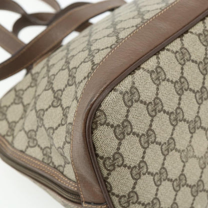 Gucci GUCCI GG Supreme Hand Bag PVC 2way Beige Gold Authentic 179199