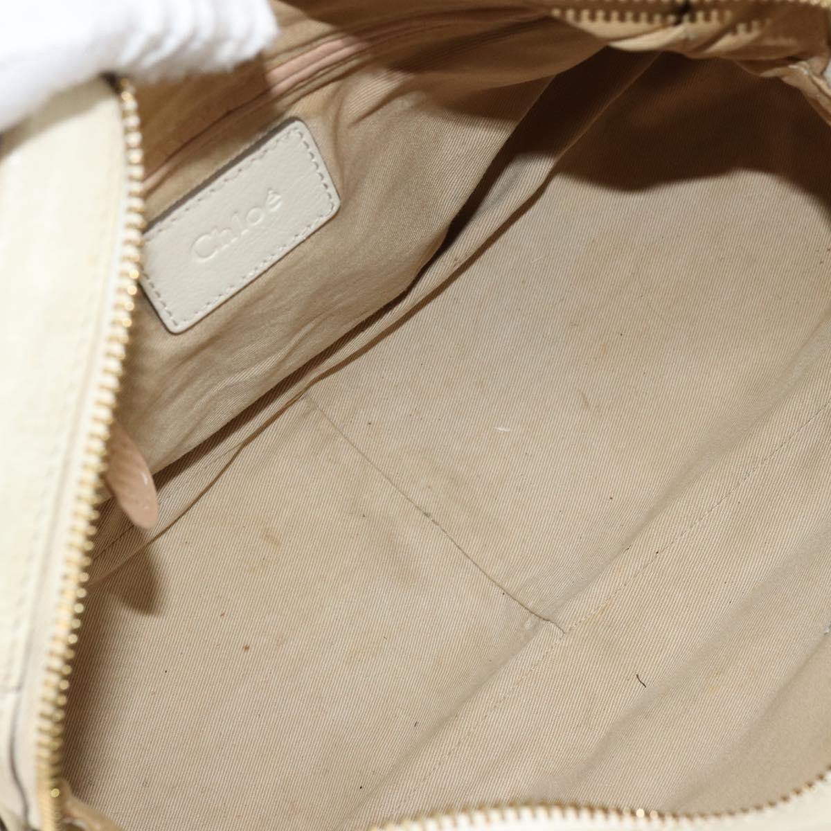 Chloé Chloé Chloe Paraty Hand Bag Leather White Gold Authentic 177544