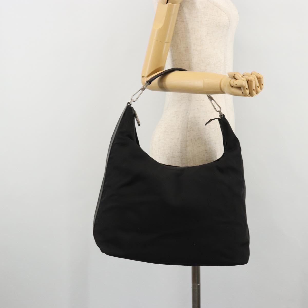 Gucci GUCCI Shoulder Bag Nylon Black Silver 001 1955 3444 Authentic 175342