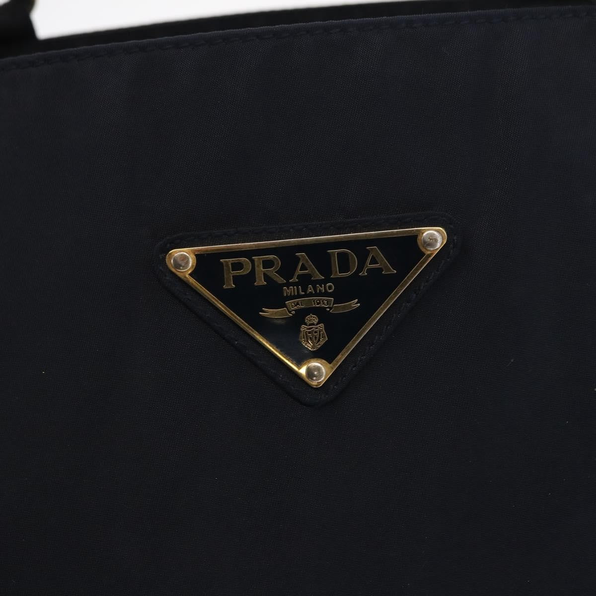 Prada PRADA Hand Bag Nylon Navy Gold Authentic 156119
