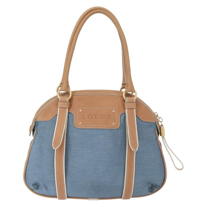 Loewe LOEWE Anagram Hand Bag Nylon Blue Gold Authentic bs31204