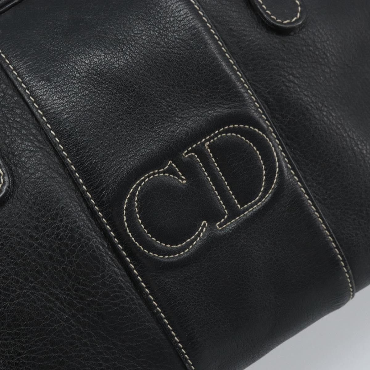 Dior Christian Dior Hand Bag Leather Black Gold Authentic ep13686