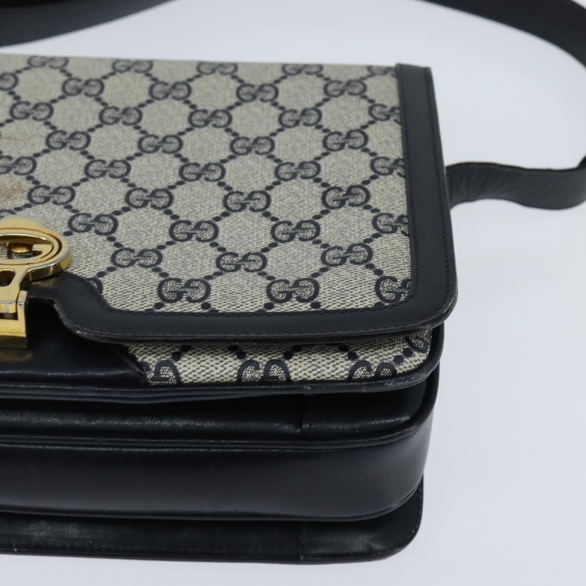 Gucci GUCCI GG Supreme Shoulder Bag PVC Navy Gold Authentic 147854
