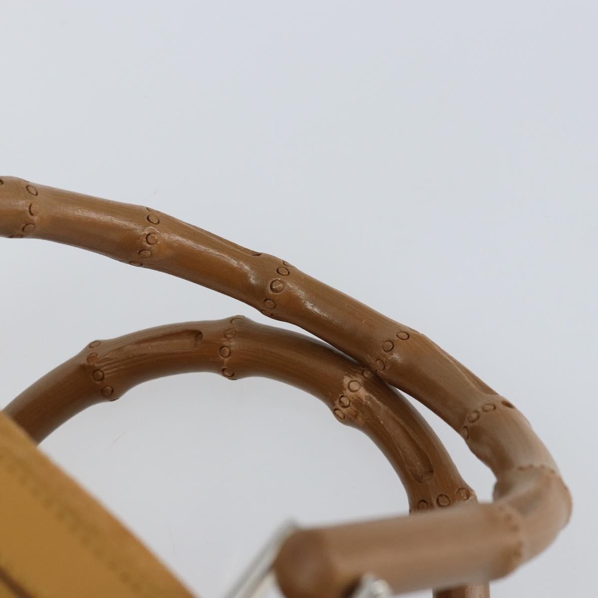 Gucci GUCCI Bamboo Hand Bag Suede Brown Silver Authentic ep11709
