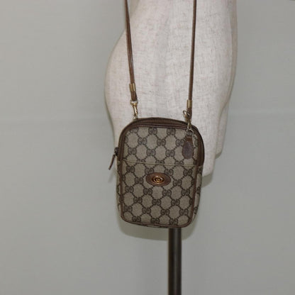 Gucci GUCCI GG Supreme Shoulder Bag PVC Beige Gold Authentic BA6562