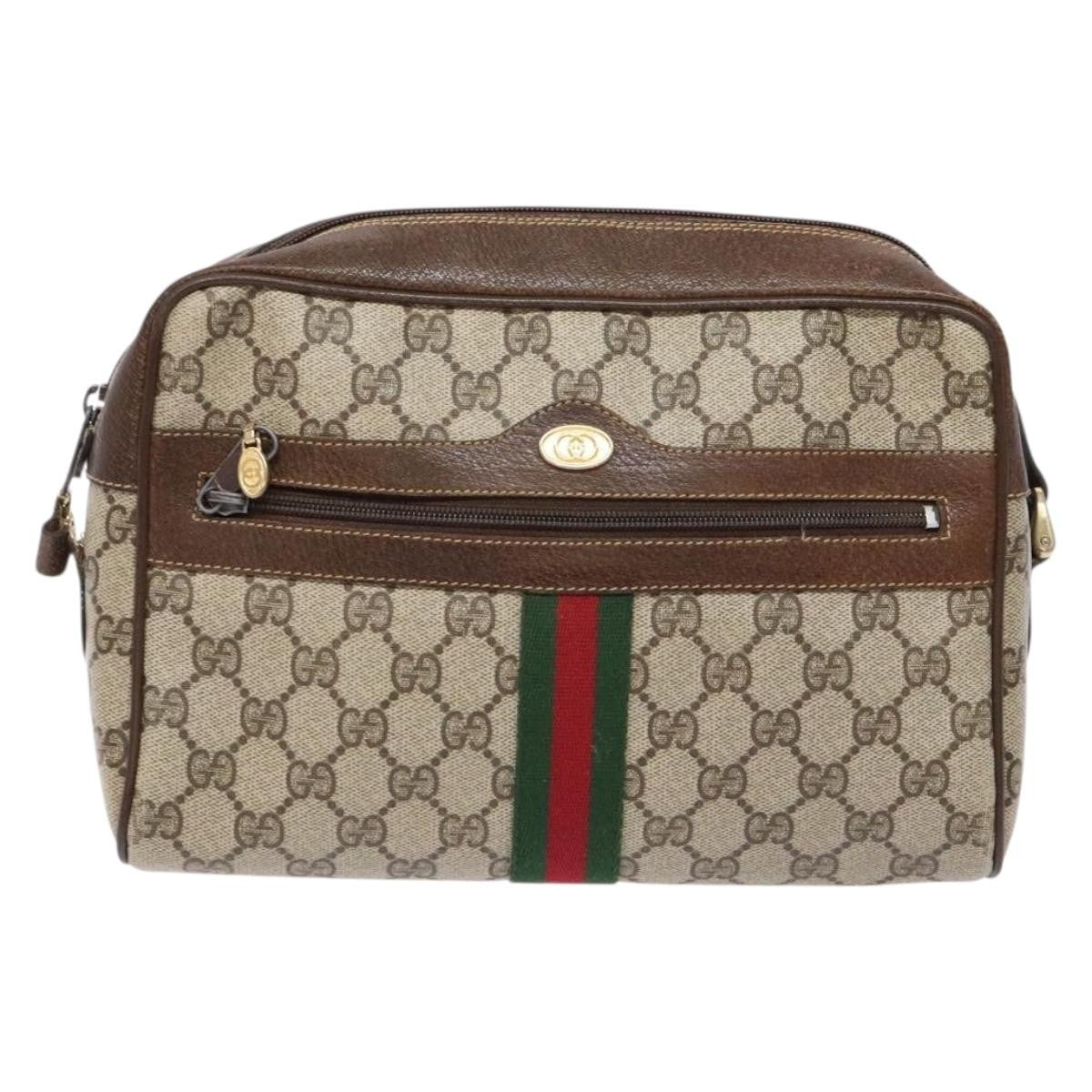 Gucci GUCCI GG Supreme Web Sherry Line Shoulder Bag PVC Beige 001 4071 5 Authentic gh717