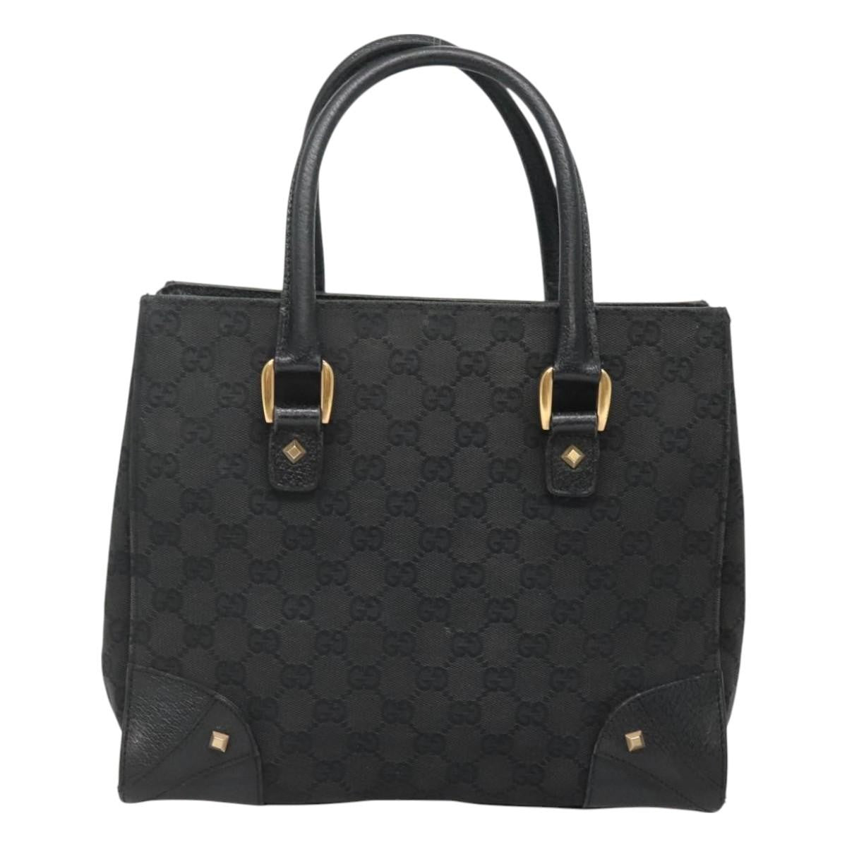 Gucci GUCCI GG Canvas Hand Bag Black Gold 120895 Authentic 130978