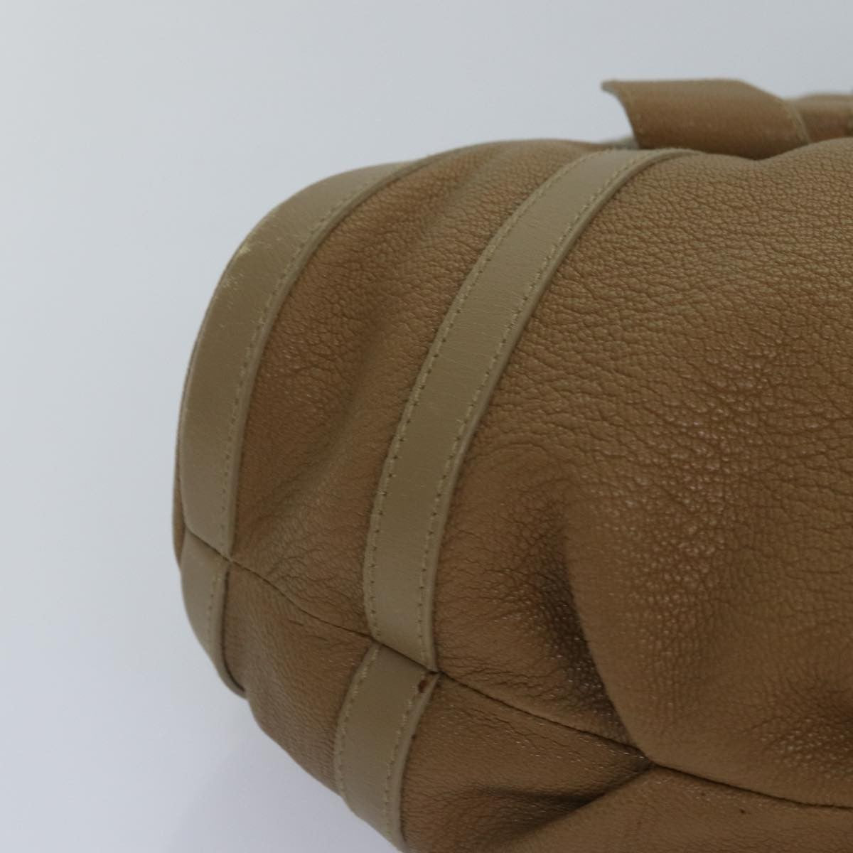 Bvlgari BVLGARI Hand Bag Leather Beige Gold Authentic yk14360