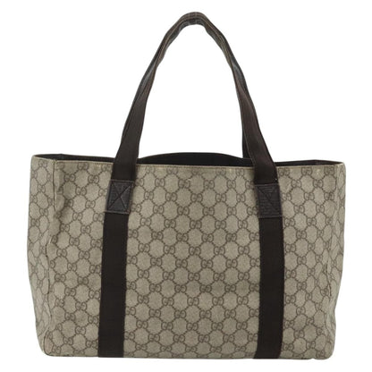 Gucci GUCCI GG Supreme Tote Bag PVC Beige Silver 141624 Authentic 178059