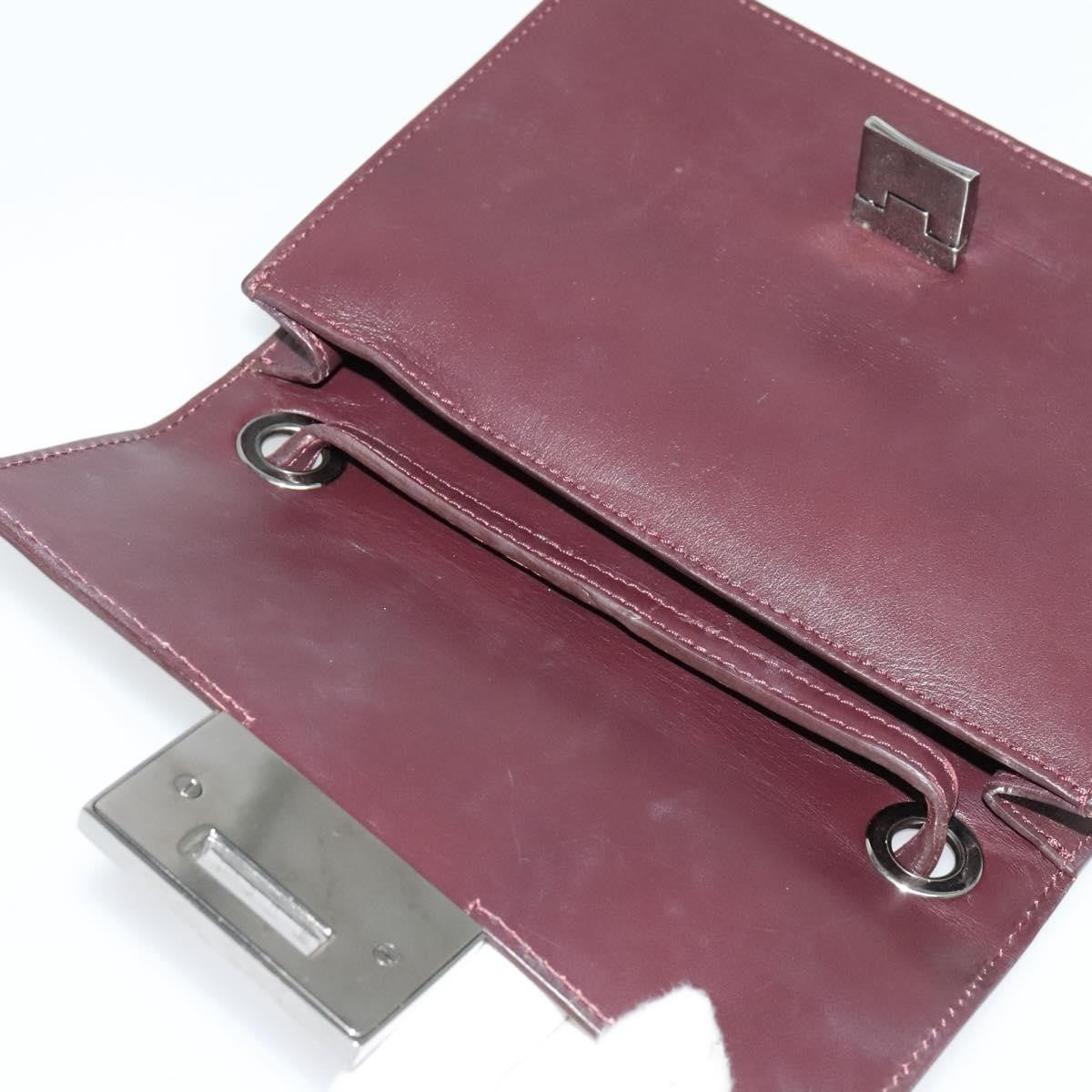 Jimmy Choo Jimmy Choo Hand Bag Leather Bordeaux Silver Authentic BA5034
