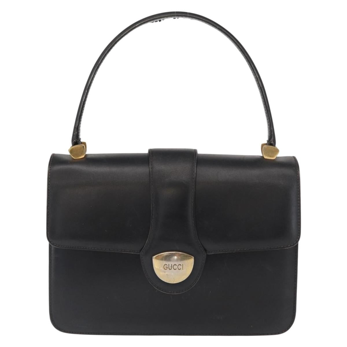 Gucci GUCCI Hand Bag Leather Gold Black Authentic 162764