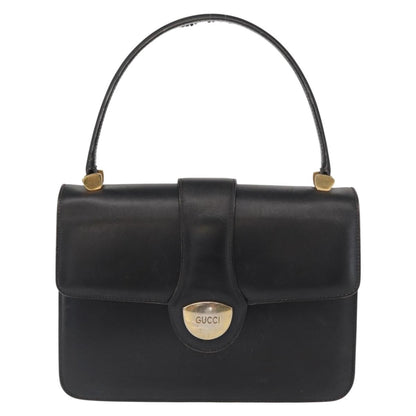 Gucci GUCCI Hand Bag Leather Gold Black Authentic 162764