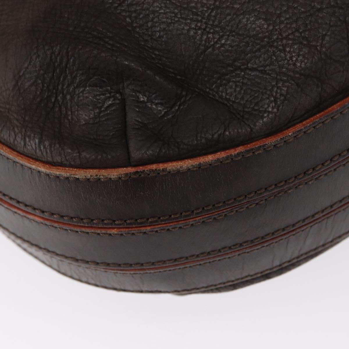 Loewe LOEWE Shoulder Bag Leather Brown Silver Authentic 155631