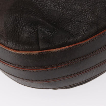 Loewe LOEWE Shoulder Bag Leather Brown Silver Authentic 155631
