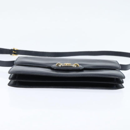 Celine CELINE Shoulder Bag Leather Navy Gold Authentic 149191