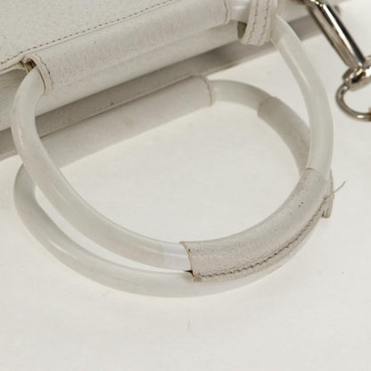 Gucci GUCCI Hand Bag Leather 2way White Silver 000 2058 0307 5 Authentic bs31539