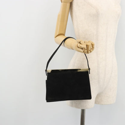 Gucci GUCCI Hand Bag Suede Black Gold 001 2058 1928 0 Authentic yk20276