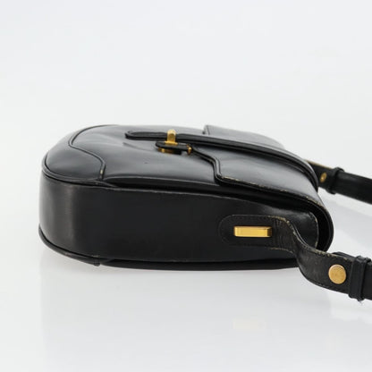 Gucci GUCCI Shoulder Bag Leather Black Gold Authentic 177992
