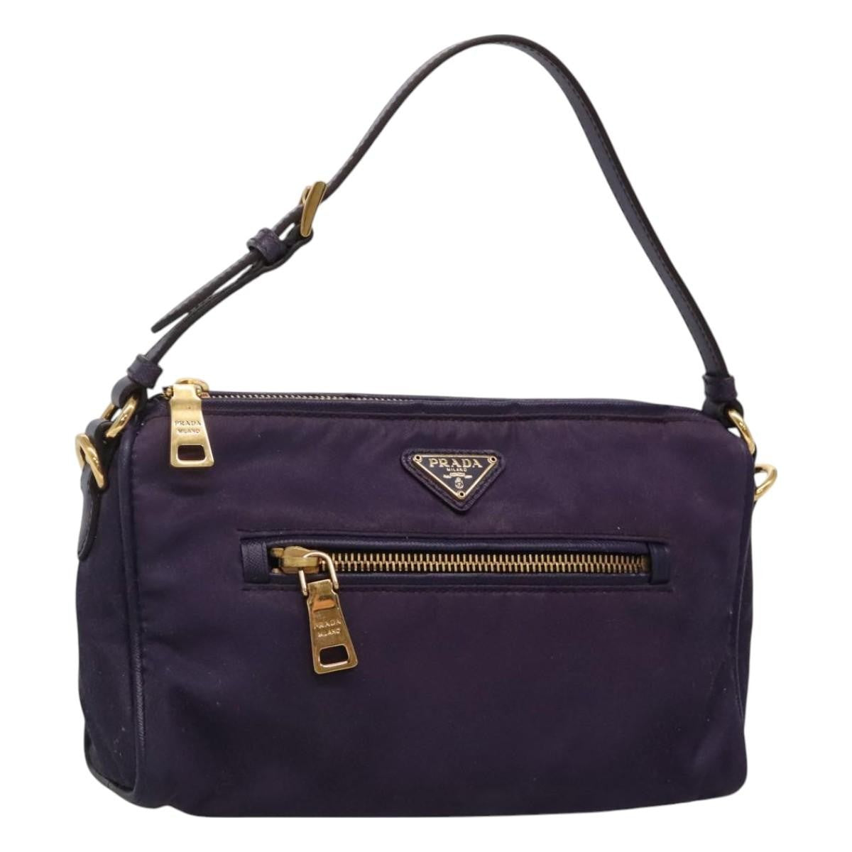 Prada PRADA Shoulder Bag Nylon Purple Gold Authentic 130933