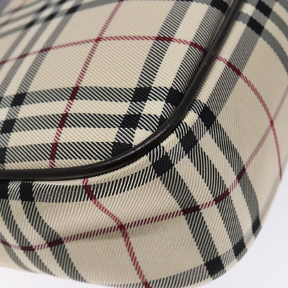 Burberry BURBERRY Nova Check Shoulder Bag Canvas Beige Silver Authentic 138176