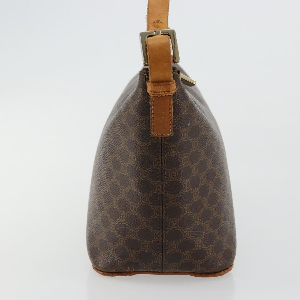 Celine CELINE Macadam Canvas Shoulder Bag PVC Leather Brown Gold Authentic bs34810